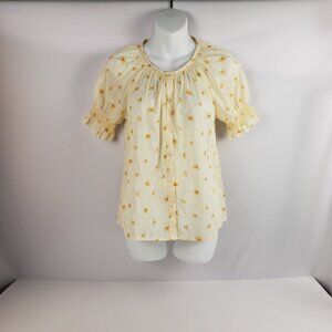 Madewell XXS Yellow Cotton Semi Sheer Elastic NWT Flowers Spring Fall Floral
